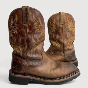 Justin WK4686 Driller Work Leather Square Toe Western Cowboy Boots Men's 7.5 D